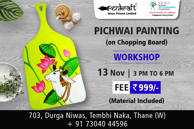 Penkraft Pichwai Painting on Chopping Board
